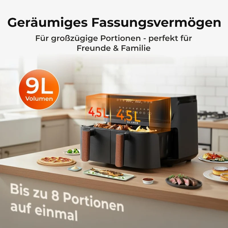 Heißluftfritteuse Duo 9L