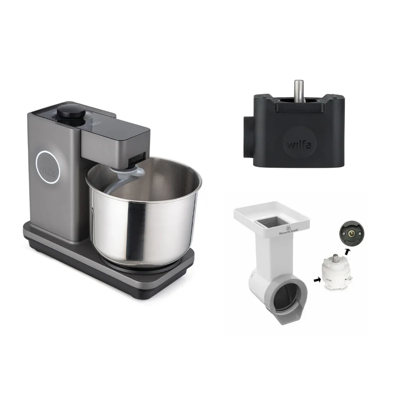 Wilfa Küchenmaschine Probaker Timer KM2GY-T70 grau+ Tool Adapter + Messerschmidt Gemüseschneider