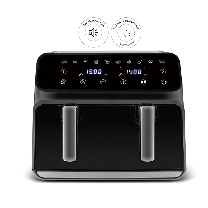 Karaca Multifry XXXL 9 Liter Airfryer Mit Einer Kammer, Trennwand und Glasfenster