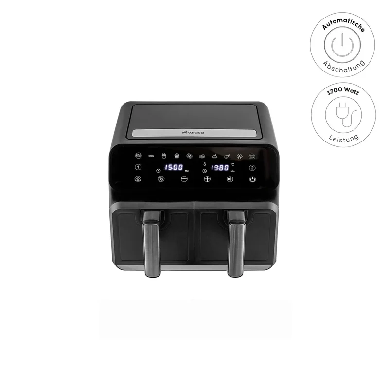 Karaca Multifry XXXL 4+4 Liter digitaler Airfryer mit zwei Kammern