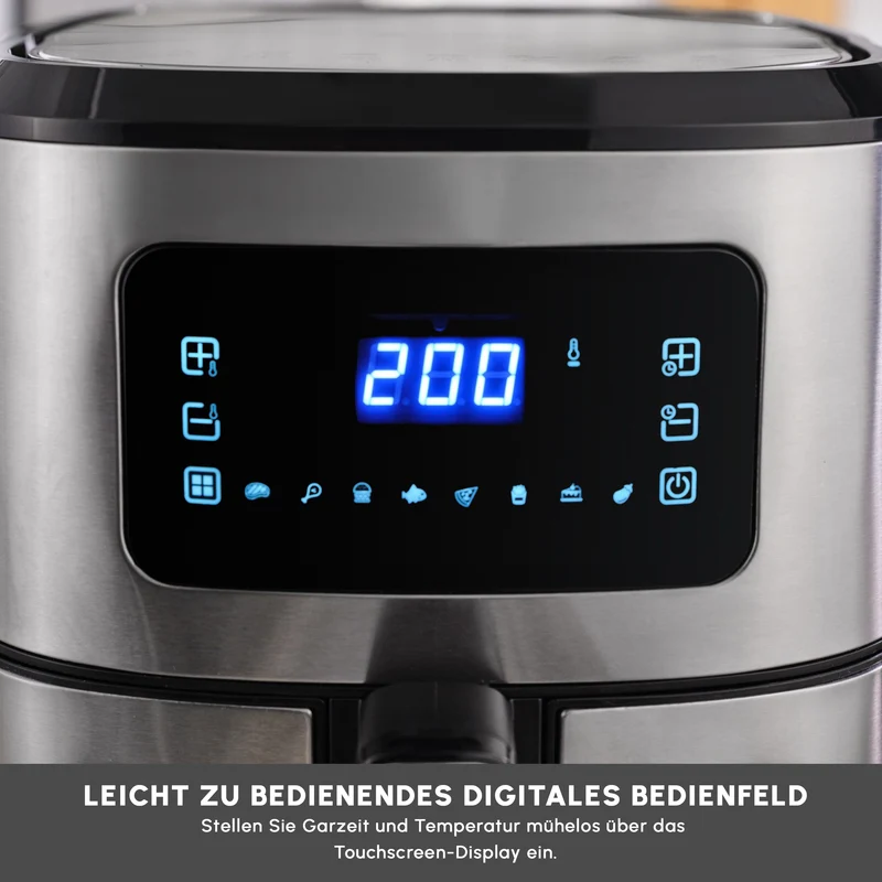 Karaca Multifry Inox XXL 7 Liter Airfryer mit digitalem Glasfenster