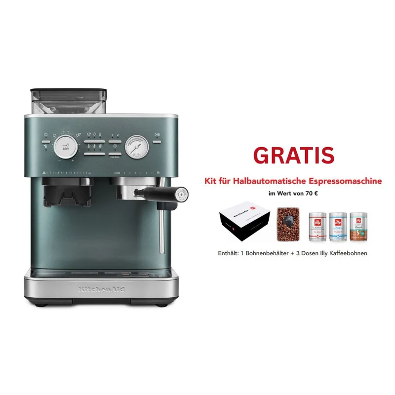 KitchenAid halbautomatische Espressomaschine mit Gratmahlwerk 5KES6551 inkl. GRATIS Illy Exploration Kit