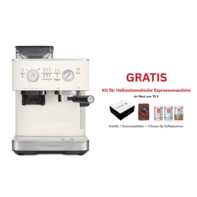 KitchenAid halbautomatische Espressomaschine mit Gratmahlwerk 5KES6551 inkl. GRATIS Illy Exploration Kit