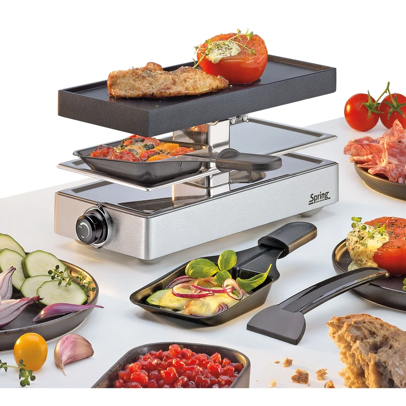 Raclette mit Alugrillplatte silber