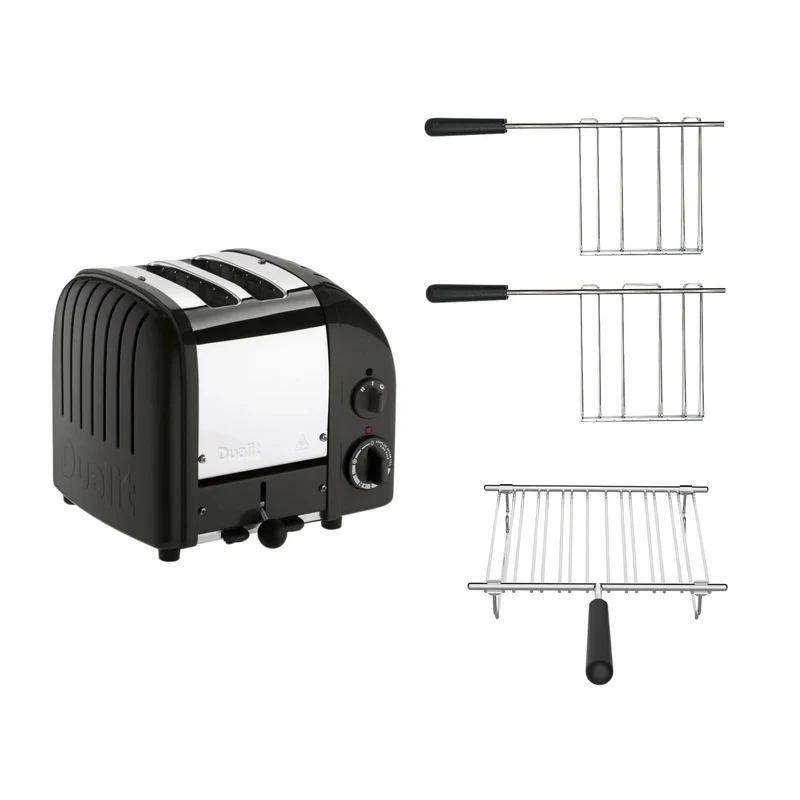 Dualit Toaster Paket 3, 2er Toaster mit zwei Sandwichzangen und Brötchenaufsatz