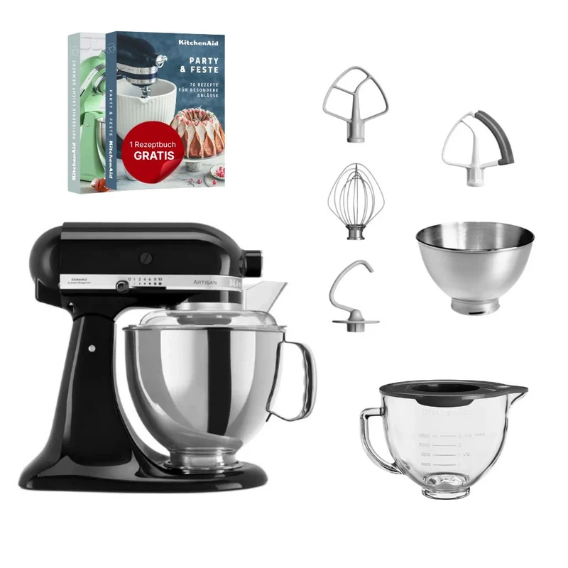 KitchenAid 4,8 L 5KSM175 Artisan Küchenmaschine Glasset mit Glasschüssel