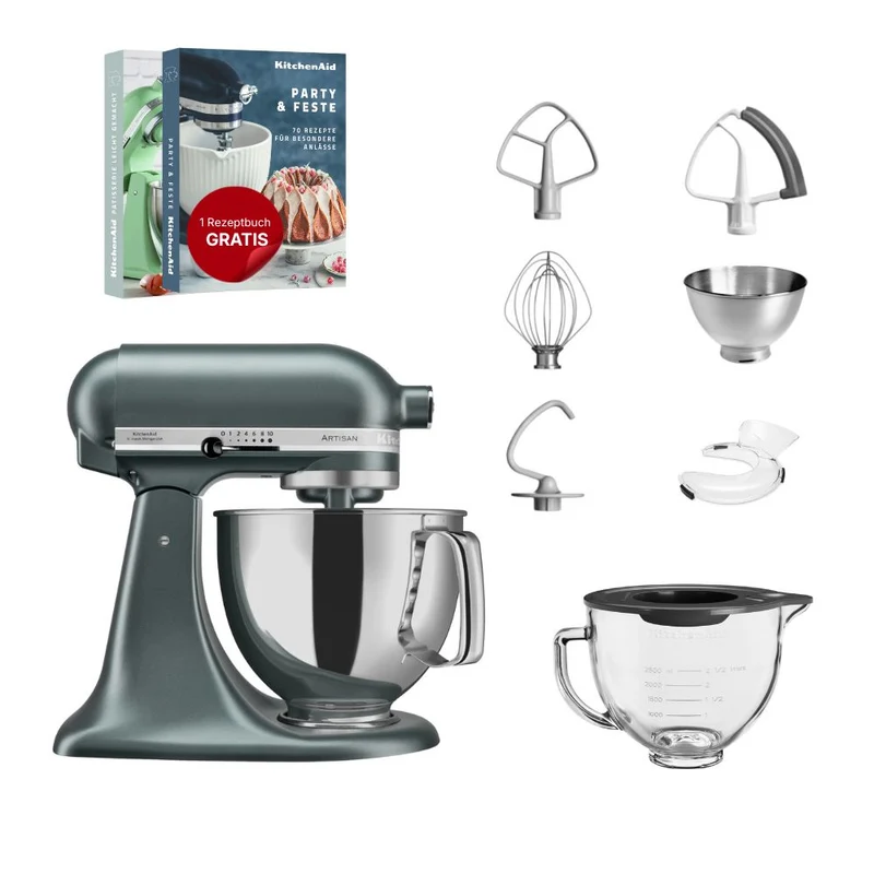 KitchenAid 4,8 L 5KSM175 Artisan Küchenmaschine Glasset mit Glasschüssel