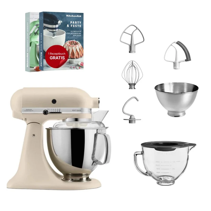 KitchenAid 4,8 L 5KSM175 Artisan Küchenmaschine Glasset mit Glasschüssel