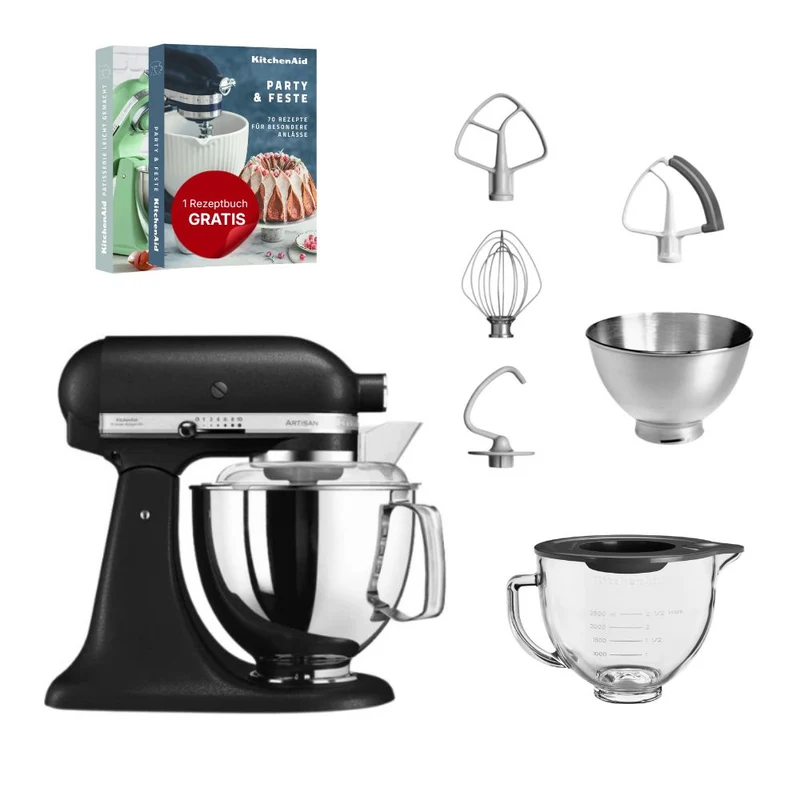 KitchenAid 4,8 L 5KSM175 Artisan Küchenmaschine Glasset mit Glasschüssel