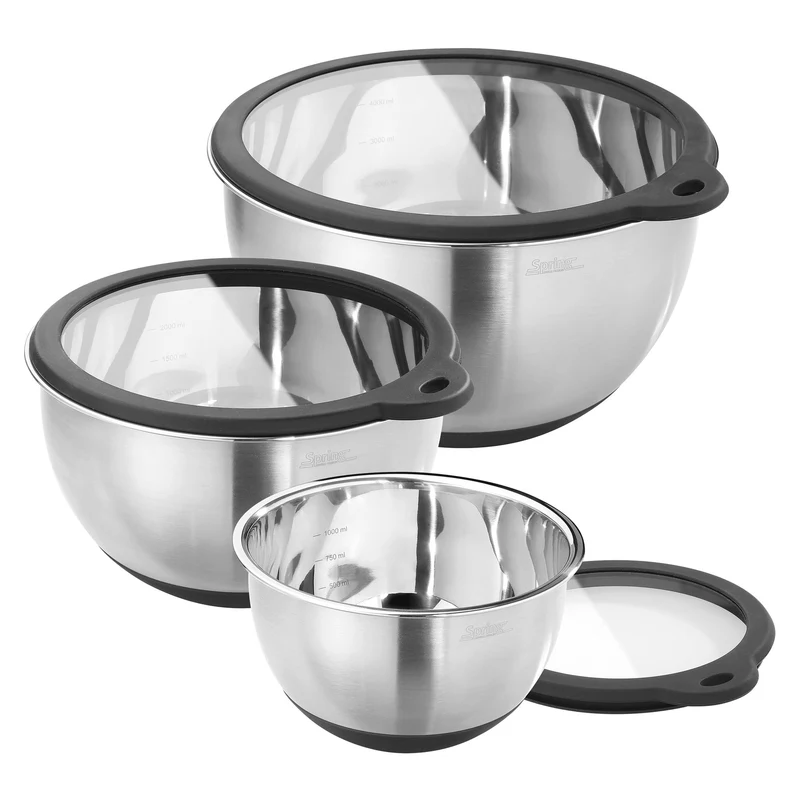 Schüssel-Set 3-teilig mit Glasdeckel