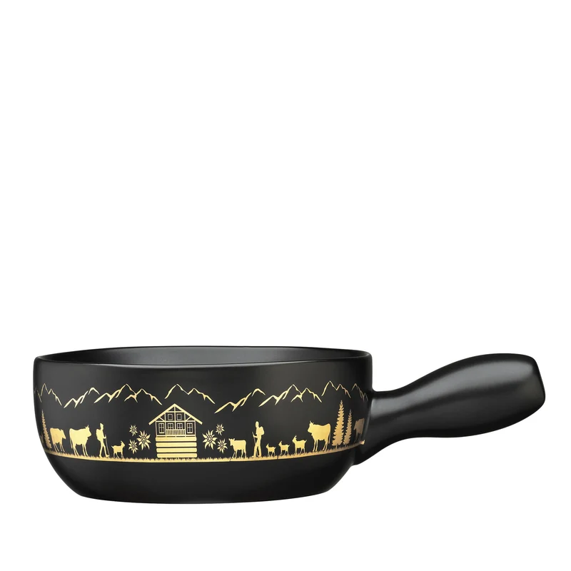 Käsefondue-Garnitur MONTANA schwarz/gold 22 cm