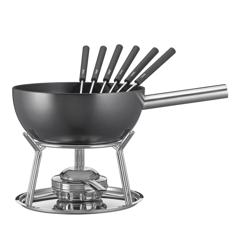 Fondue-Garnitur ALUMINIUM INDUKTION schwarz 23 cm