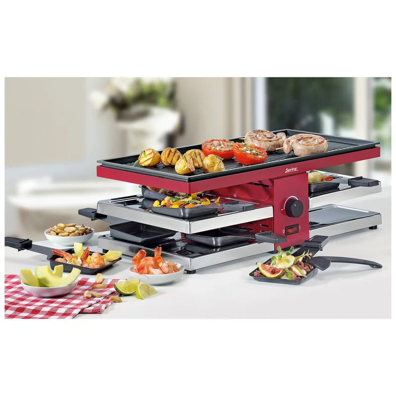 Raclette mit Alugrillplatte rot