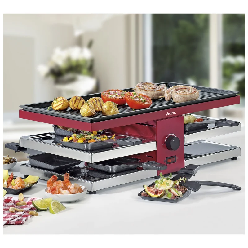 Raclette mit Alugrillplatte rot
