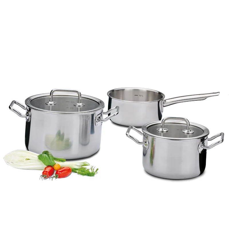 Topf-Set 3-teilig mit Glasdeckel