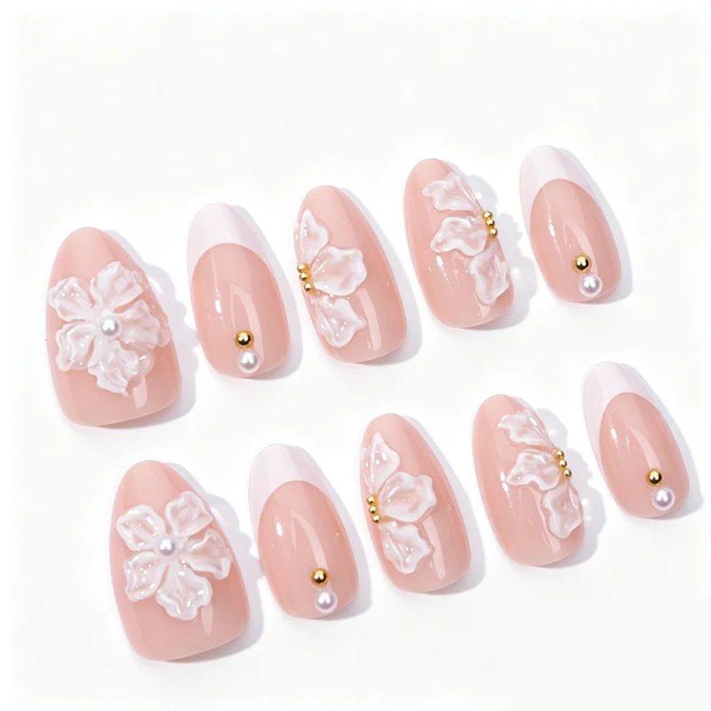 Handgemachtes Floral Design Press-On Nail Set Karnz