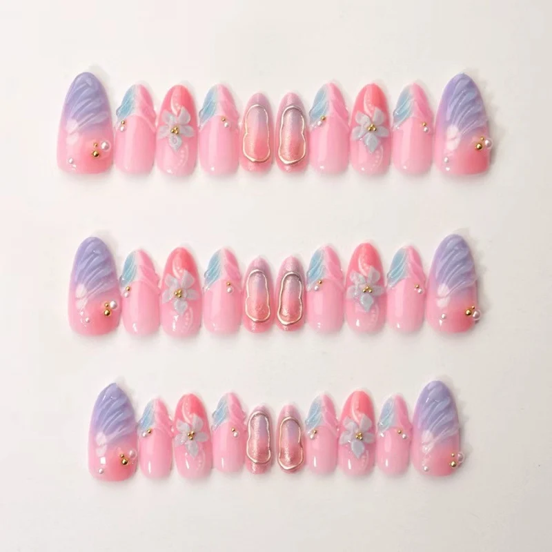 Floral Acryl Verlängerte Nagelkunst Karnz