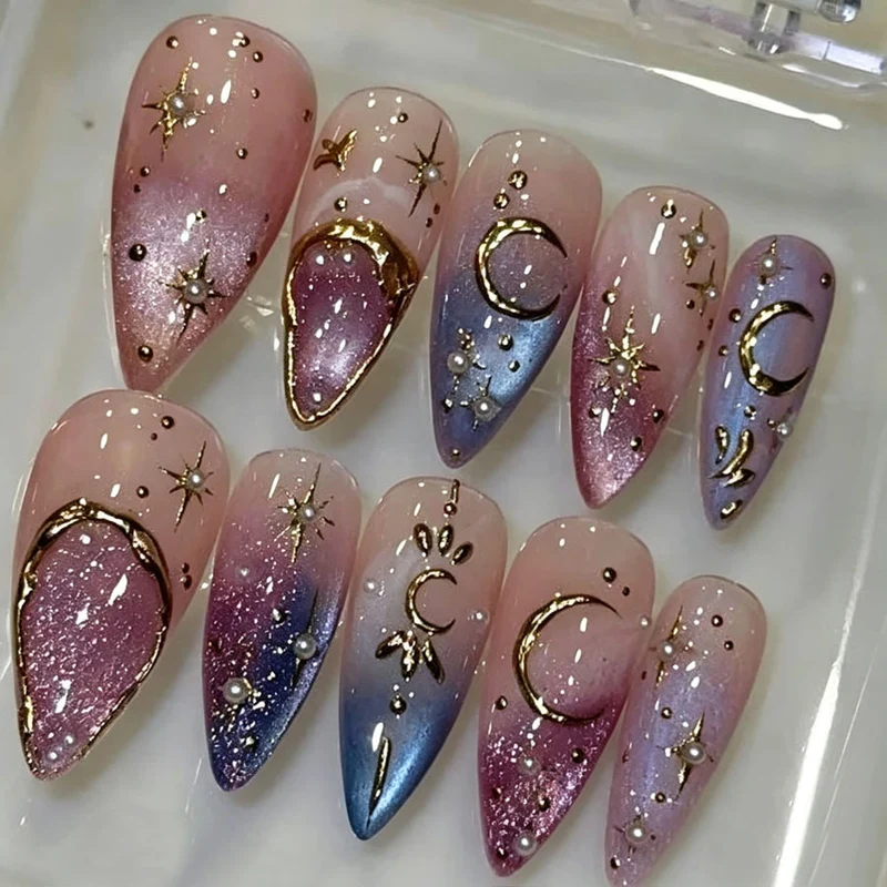 Elegantes Press-On-Nail-Set mit künstlerischen Details Karnz