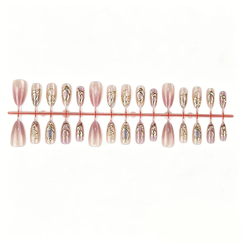 Elegantes Press-On-Nail-Set mit künstlerischen Details Karnz