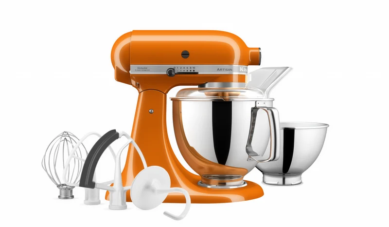 KitchenAid 4,8 L 5KSM175 Artisan Küchenmaschine Steellover mit Edelstahl-Werkzeugen