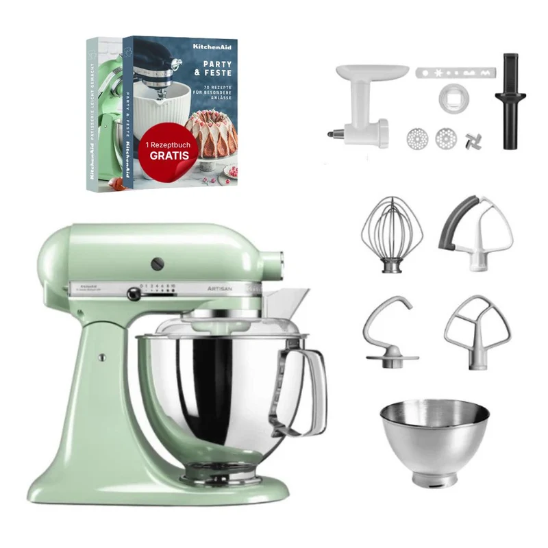 KitchenAid 4,8 L 5KSM175 Artisan Küchenmaschine Cookielover mit Fleischwolf+Spritzgebäckvorsatz