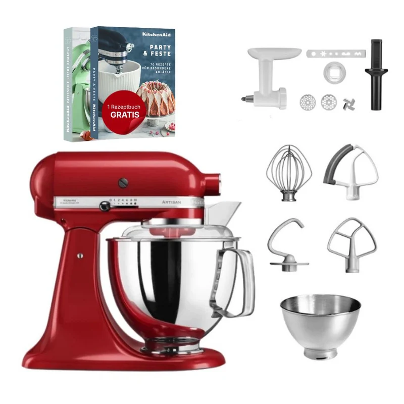 KitchenAid 4,8 L 5KSM175 Artisan Küchenmaschine Cookielover mit Fleischwolf+Spritzgebäckvorsatz