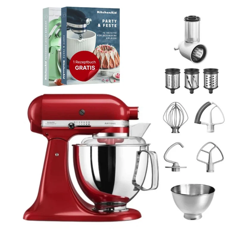KitchenAid 4,8 L 5KSM175 Artisan Küchenmaschine Beginnerset mit Gemüseschneider