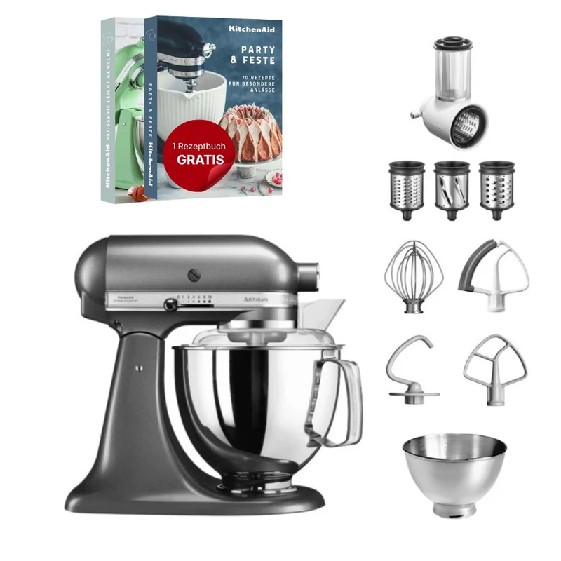 KitchenAid 4,8 L 5KSM175 Artisan Küchenmaschine Beginnerset mit Gemüseschneider