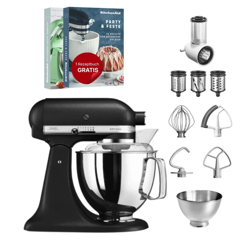 KitchenAid 4,8 L 5KSM175 Artisan Küchenmaschine Beginnerset mit Gemüseschneider