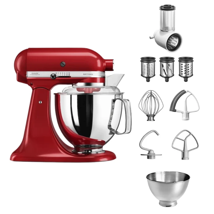 KitchenAid 4,8 L 5KSM175 Artisan Küchenmaschine Beginnerset mit Gemüseschneider