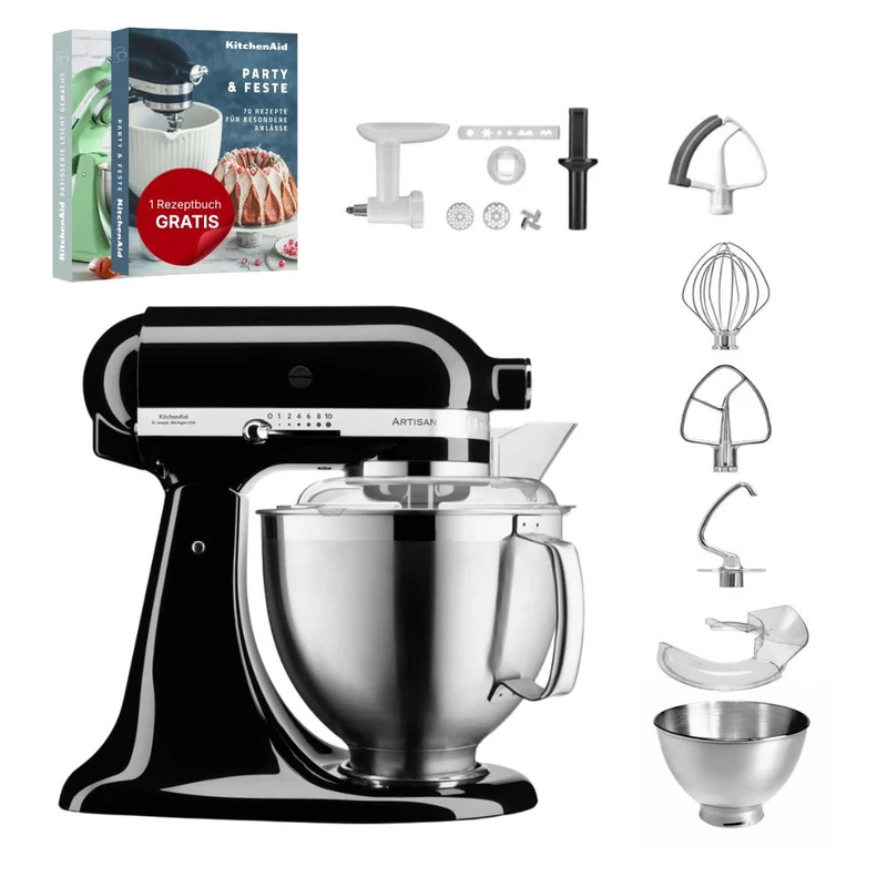 KitchenAid 4,8 L 5KSM185 Artisan Küchenmaschine Cookielover Artisan Fleischwolf+Spritzgebäck+Flexirührer
