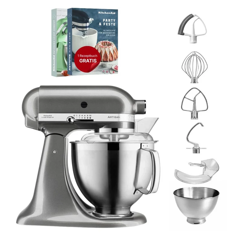 KitchenAid 4,8 L 5KSM185 Artisan Küchenmaschine Flexiset Artisan + Flexirührer