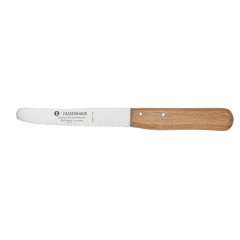 Brotzeitmesser mit Wellenschliff, Buche