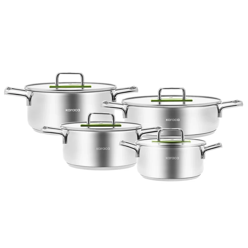 Karaca Arya Kochgeschirr-Set, 8 Teilig, Stahl, Grün