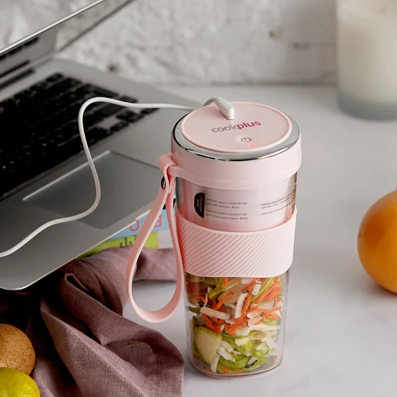 Cookplus Pink Tragbarer, wiederaufladbarer Smoothie-Mixer, 400ml, 60W