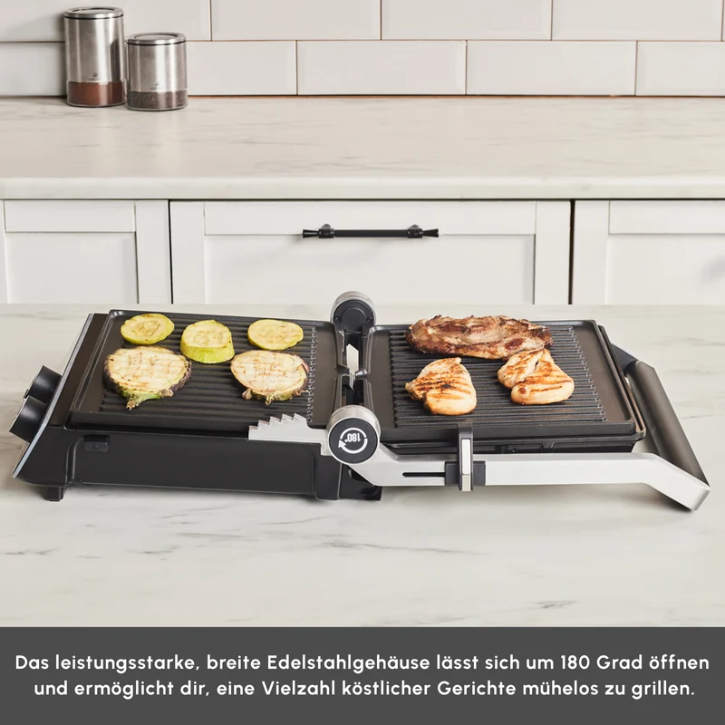 Karaca Nova Grill Kontaktgrill & Sandwich-Toaster aus Edelstahl mit Timer, 2000W, Inox, Kapazität für 6 Toastscheiben