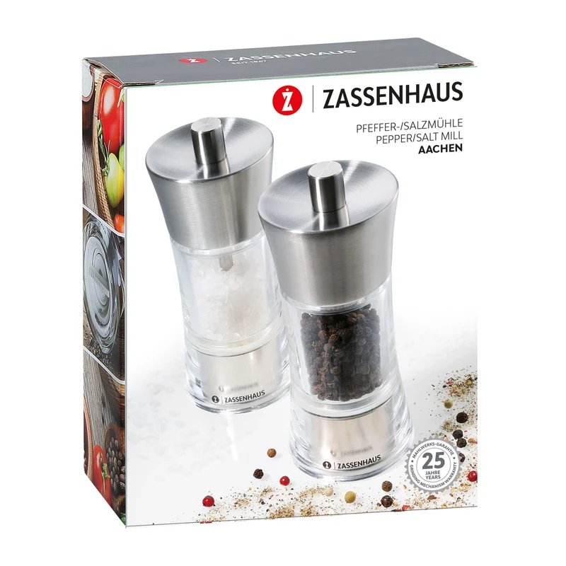Mühlen-Set AACHEN 14 cm Edelstahl/Acryl