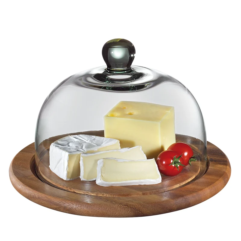 Käseglocke mit Glasdeckel, Akazie Ø 30 cm