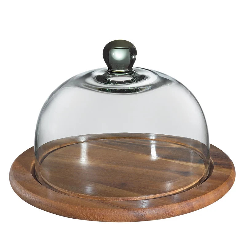 Käseglocke mit Glasdeckel, Akazie Ø 30 cm