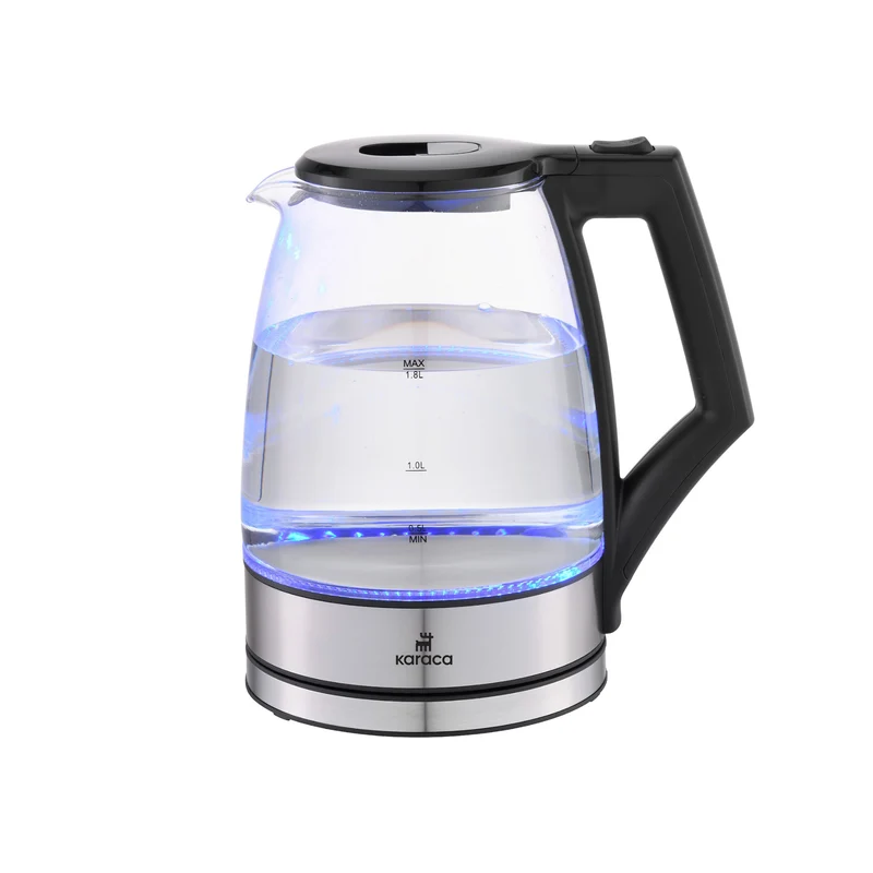 Karaca Glacia Glas Wasserkocher, 2200W, 1,8L, Transparent