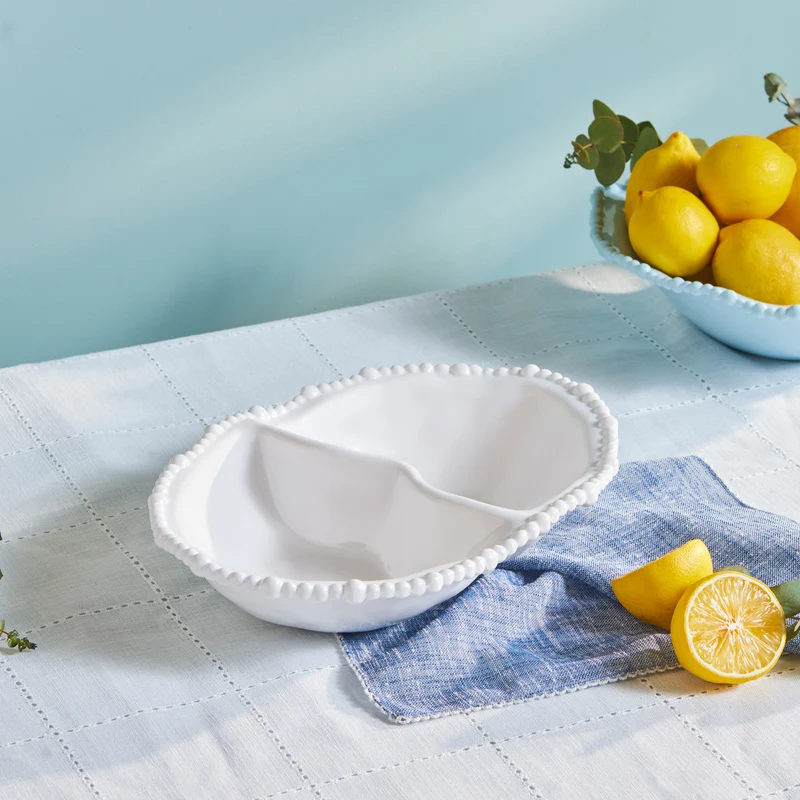 Karaca Perla Melamin Snackschale mit Fächern Oval 33 cm Weiß
