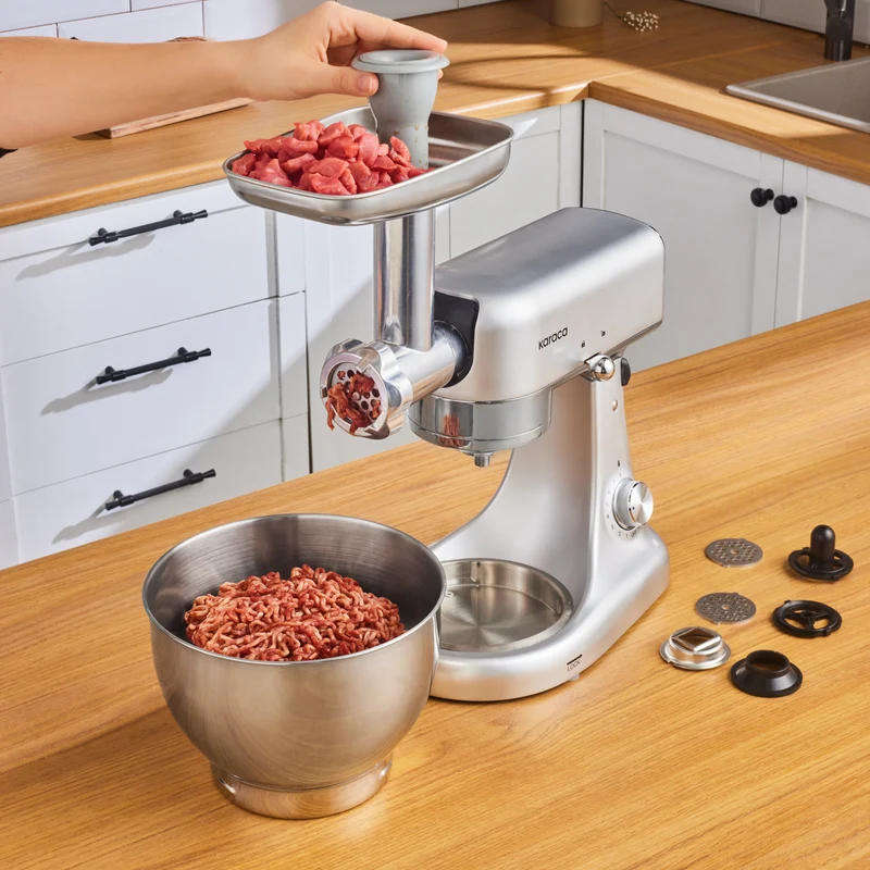 Karaca Multicast Plus Gießen Hackfleisch Mahlen / Wurst Wurst / Kibbeh / Cookie Apparat Teig Kneten Maschine Silber 5Lt