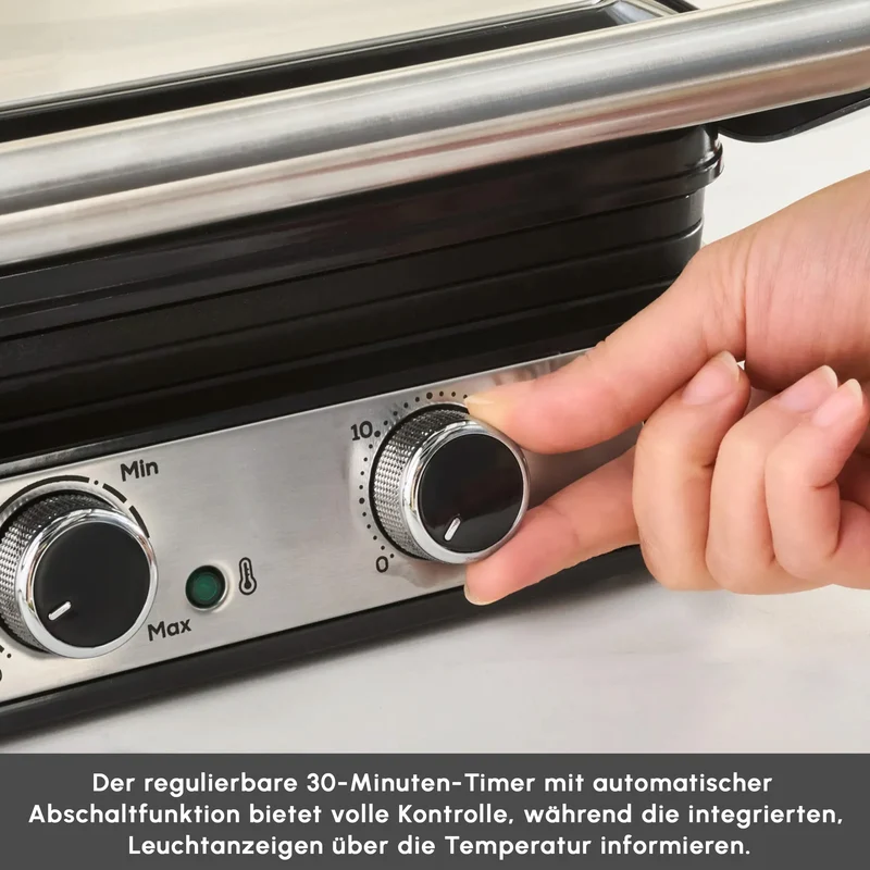 Karaca Inox Toastmate Grill 6 Scheiben Kapazität Zeit einstellbar Gusseisen Platte Grill und Toaster 2000W