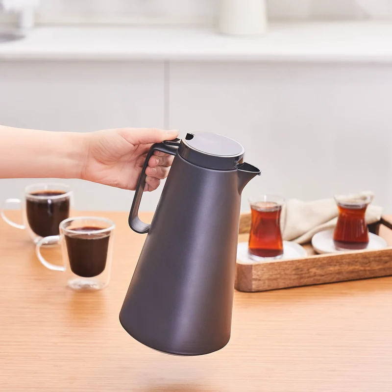 Karaca Thermoglas Lina Auslaufsichere Thermoskanne 1 Lt Schwarz