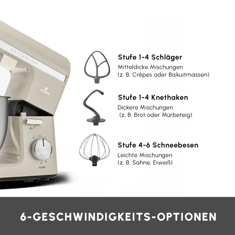 Karaca Mastermaıd Chef Pro Doppelarm Standmixer Soft Cream, 5L, 1500W