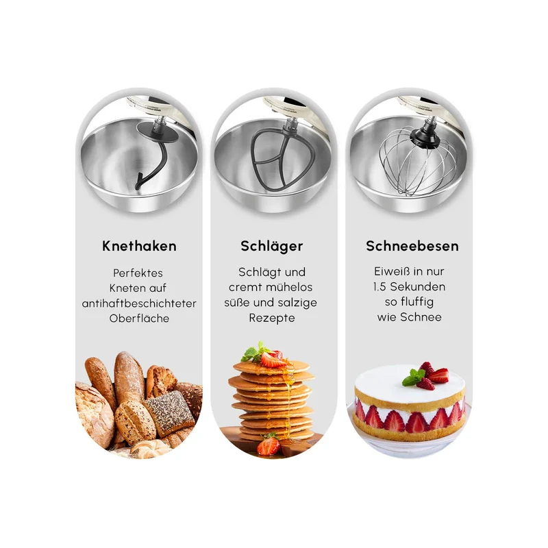 Karaca Mastermaıd Chef Pro Doppelarm Standmixer Soft Cream, 5L, 1500W