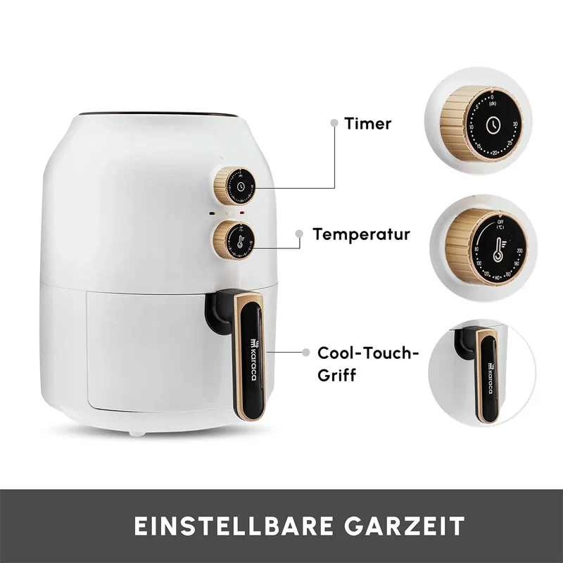 Karaca Multifry Weiß Heißluftfritteuse Ölfreie Fritteuse, 3.5L, 1300W