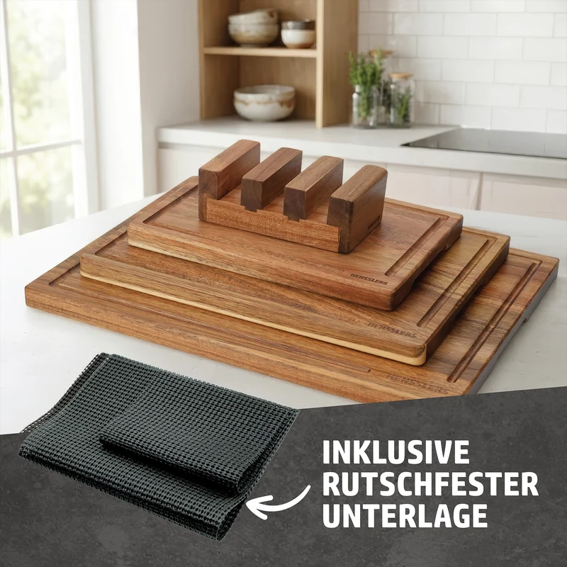HENSSLERS Schneidebrett Akazienholz 3er Set