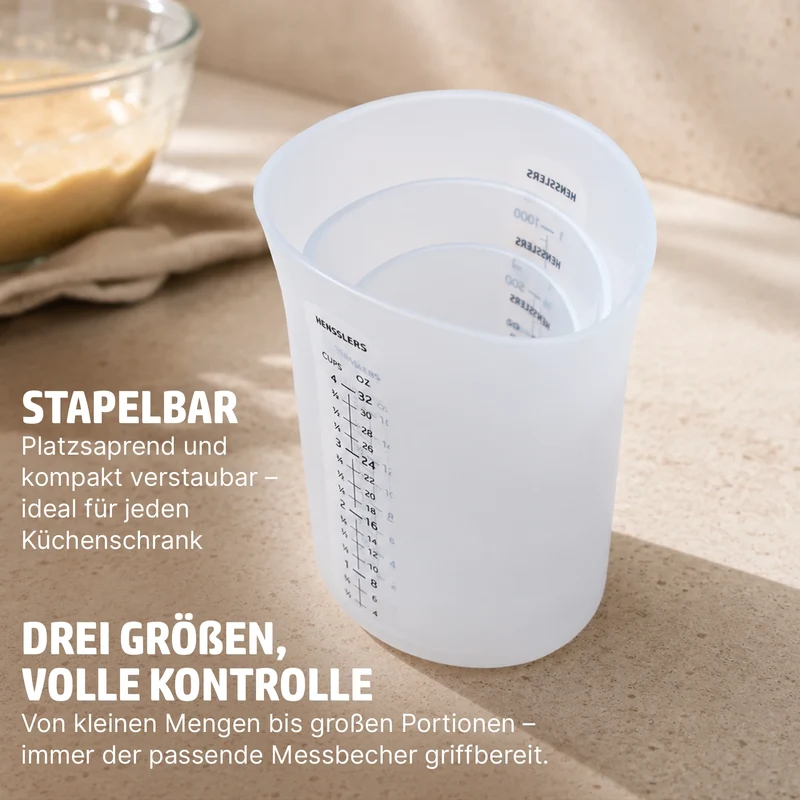 HENSSLERS Silikon Messbecher 3 Teilig