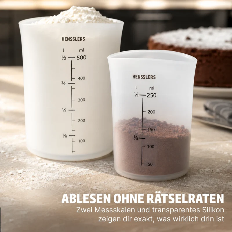 HENSSLERS Silikon Messbecher 3 Teilig